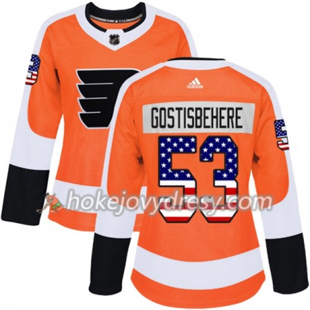 Dámské Hokejový Dres Philadelphia Flyers Shayne Gostisbehere 53 2017-2018 USA Flag Fashion Oranžová Adidas Authentic